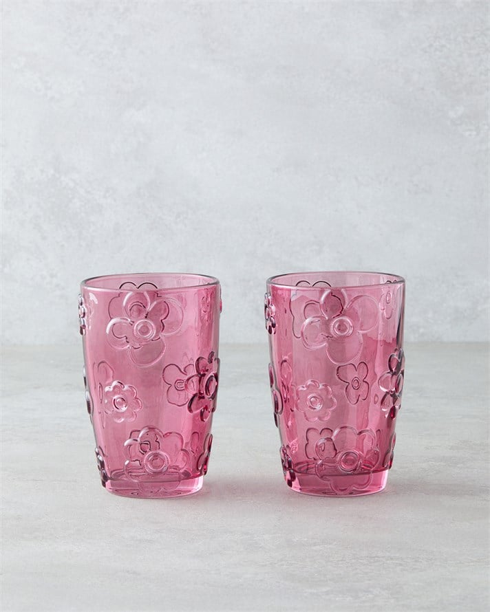Fleur Cam 2li Bardak 400 ml Pembe