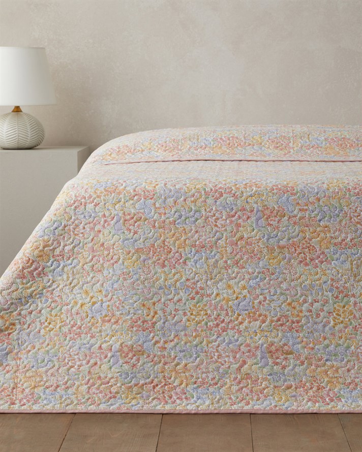 Fleur Multicolore Çift Kişilik Çok Amaçlı Örtü 200x220 cm Yavruağzı