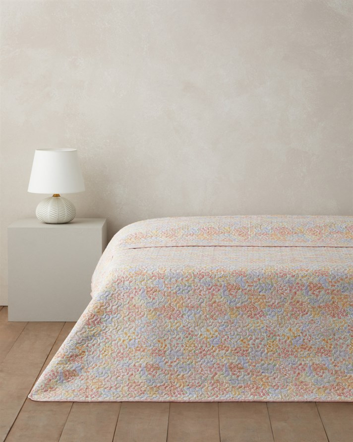 Fleur Multicolore King Size Çok Amaçlı Örtü 220x240 cm Yavruağzı