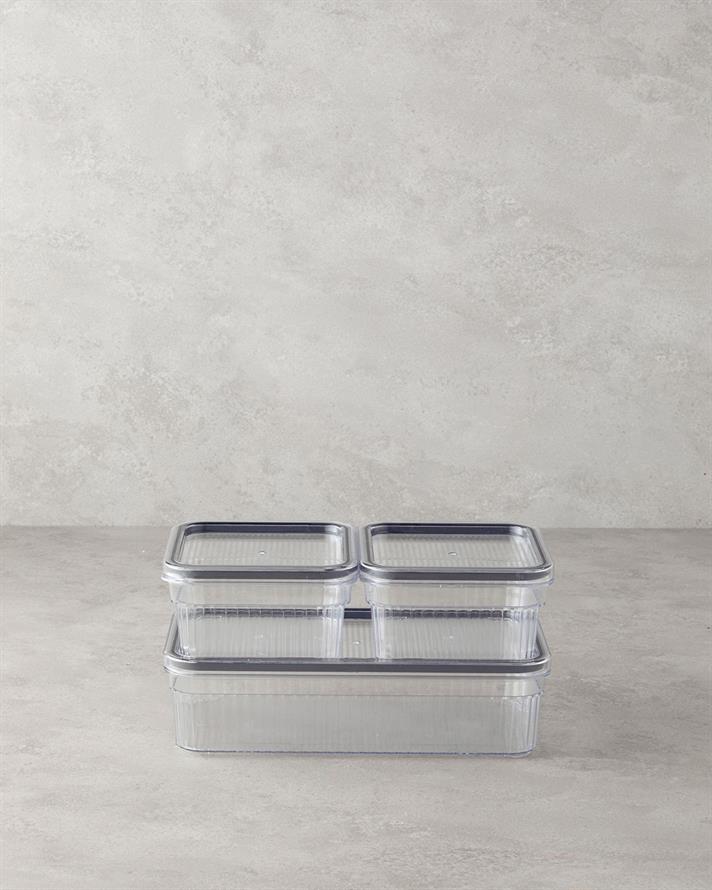 Fleur 3lü Mutfak Düzenleyici 850 ml – 850 ml – 1,80 L Şeffaf