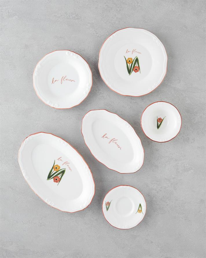 Fleur Porselen Kahvaltı Takımı 20 Parça 6 Kişilik Renkli