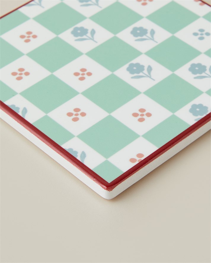 Flora Blocks Seramik Bardak Altlığı 11 cm Yeşil
