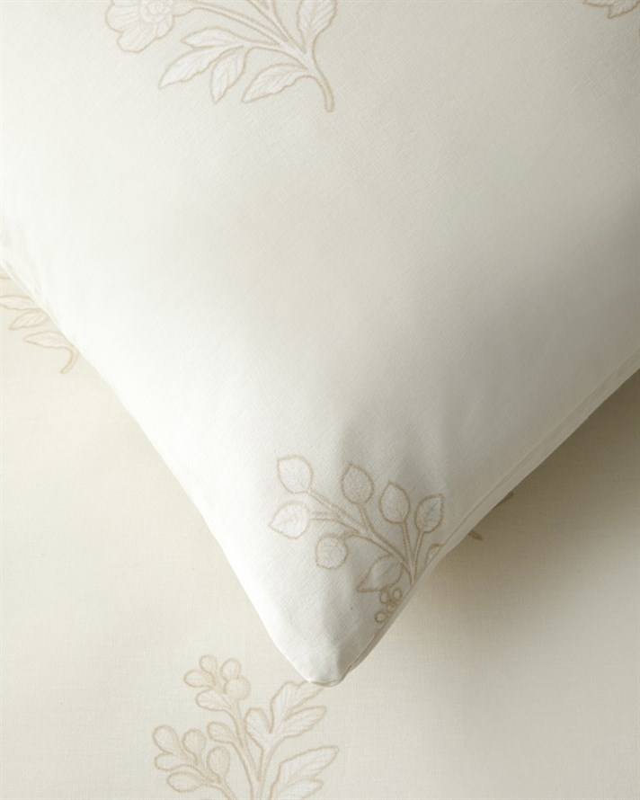 Flora Embrace Pamuklu Tek Kişilik Çarşaflı Nevresim Takımı 160x220 cm Krem