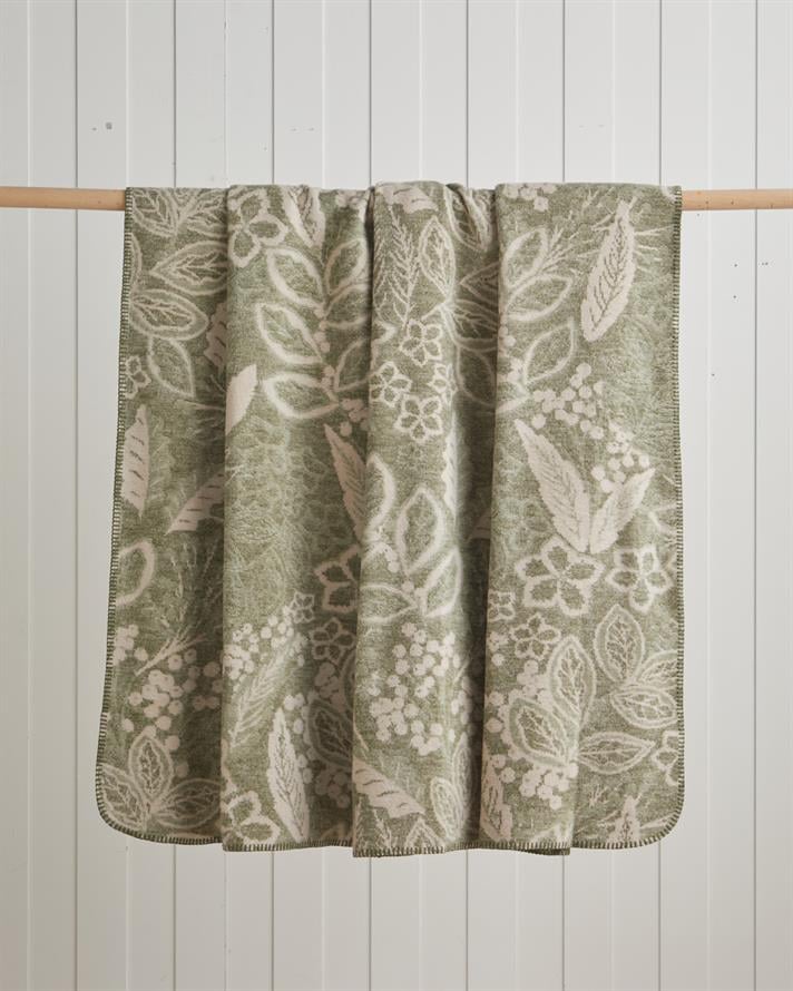 Floral Art Pamuklu Çift Kişilik Battaniye 200x220 cm Açık Yeşil