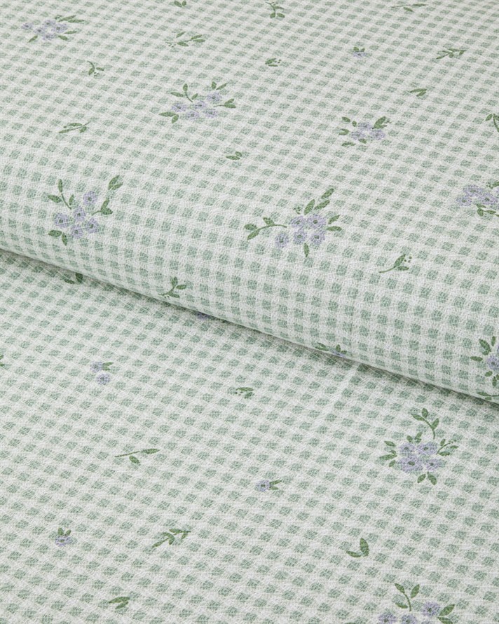 Floral Breeze Baskılı Pamuklu Çift Kişilik Pike 200x220 cm Yeşil