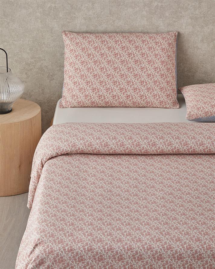 Floral Breeze Kolay Ütülenir Tek Kişilik Çarşaflı Nevresim Takımı 160x220 cm Pembe - Mavi