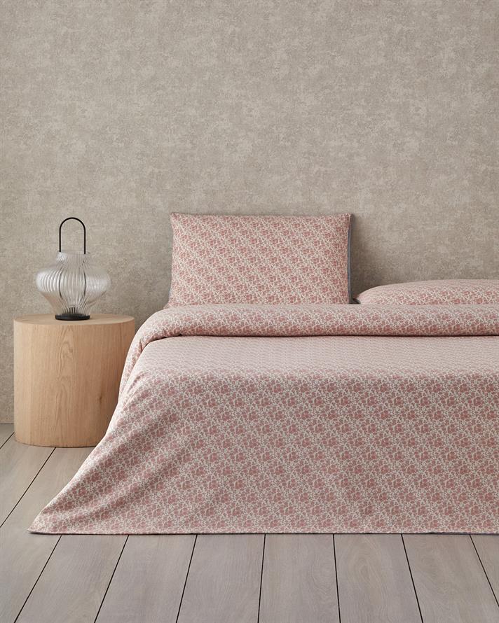 Floral Breeze Kolay Ütülenir Tek Kişilik Çarşaflı Nevresim Takımı 160x220 cm Pembe - Mavi