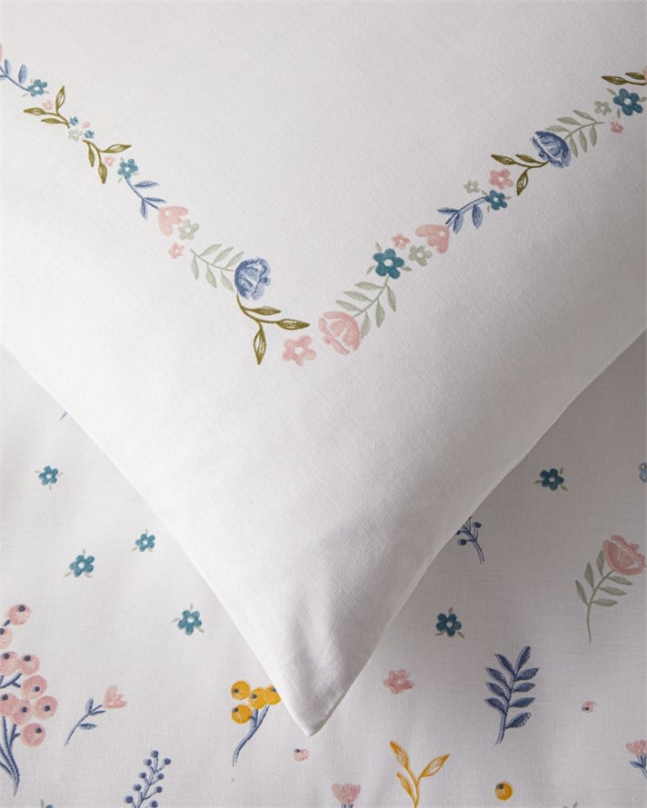 Floral Bud Pamuklu Çift Kişilik Nevresim Seti 200x220 cm Hardal-Pembe