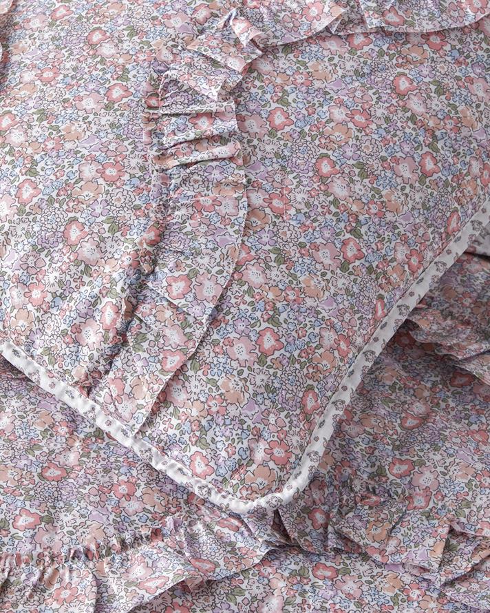 Floral Euphoria Fırfırlı Çift Kişilik Yatak Örtüsü Takımı 200x220 cm Somon