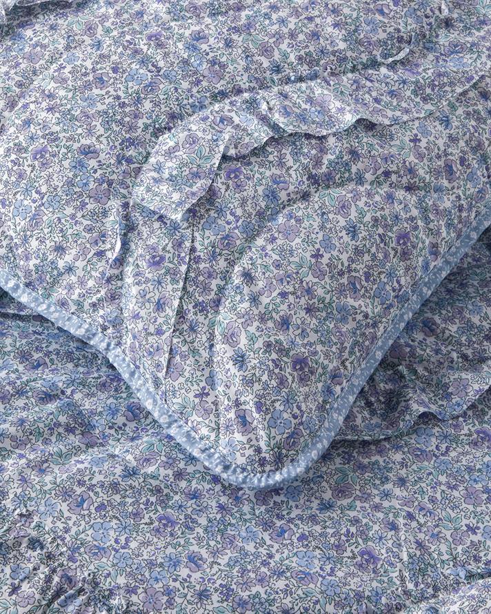 Floral Euphoria Fırfırlı Çift Kişilik Yatak Örtüsü Takımı 200x220 cm Mavi