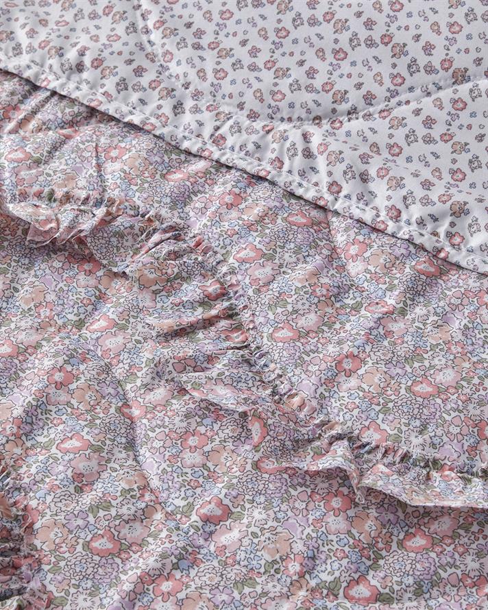 Floral Euphoria Fırfırlı Çift Kişilik Yatak Örtüsü Takımı 200x220 cm Somon