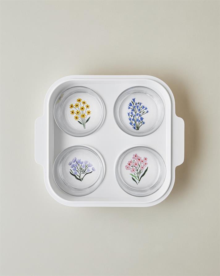 Floral Garden Melamin 4lü Kahvaltılık 24,5x21,5 cm Renkli