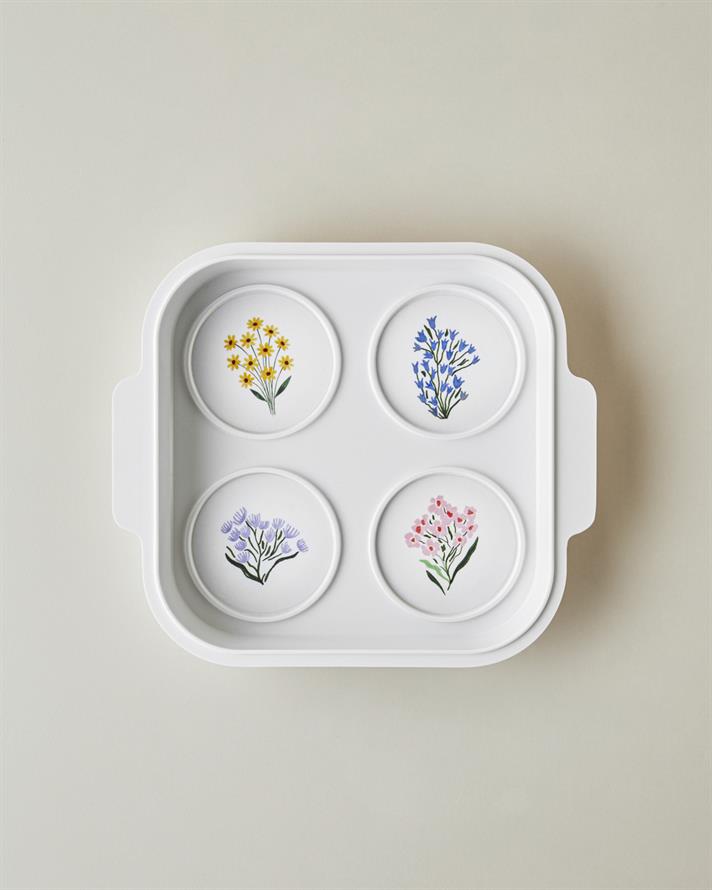 Floral Garden Melamin 4lü Kahvaltılık 24,5x21,5 cm Renkli