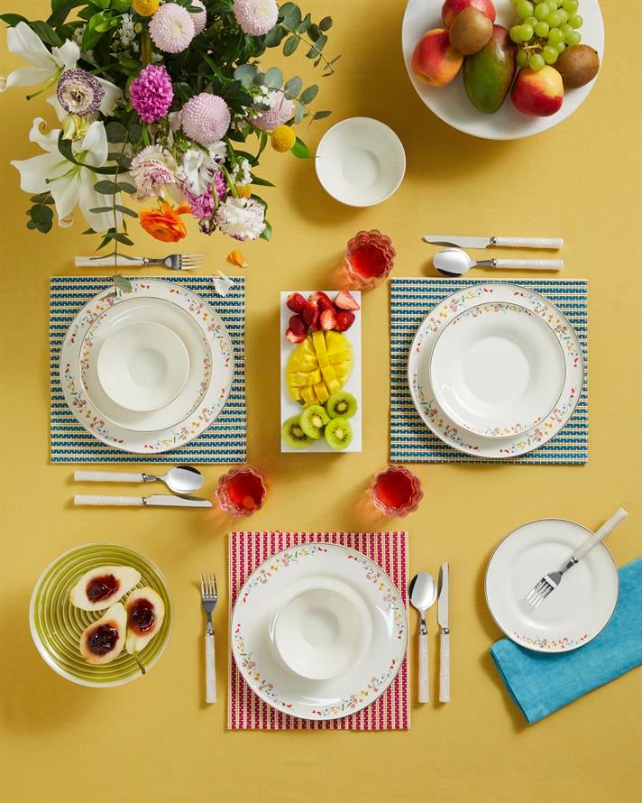 Floral Symphony Bone Porselen Yemek Takımı 24 Parça 6 Kişilik Renkli