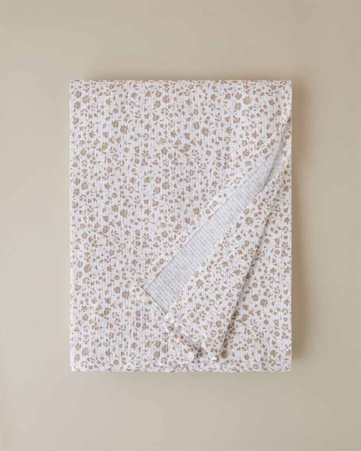 Floral Trail Tek Kişilik Pike 150x220 cm Bej