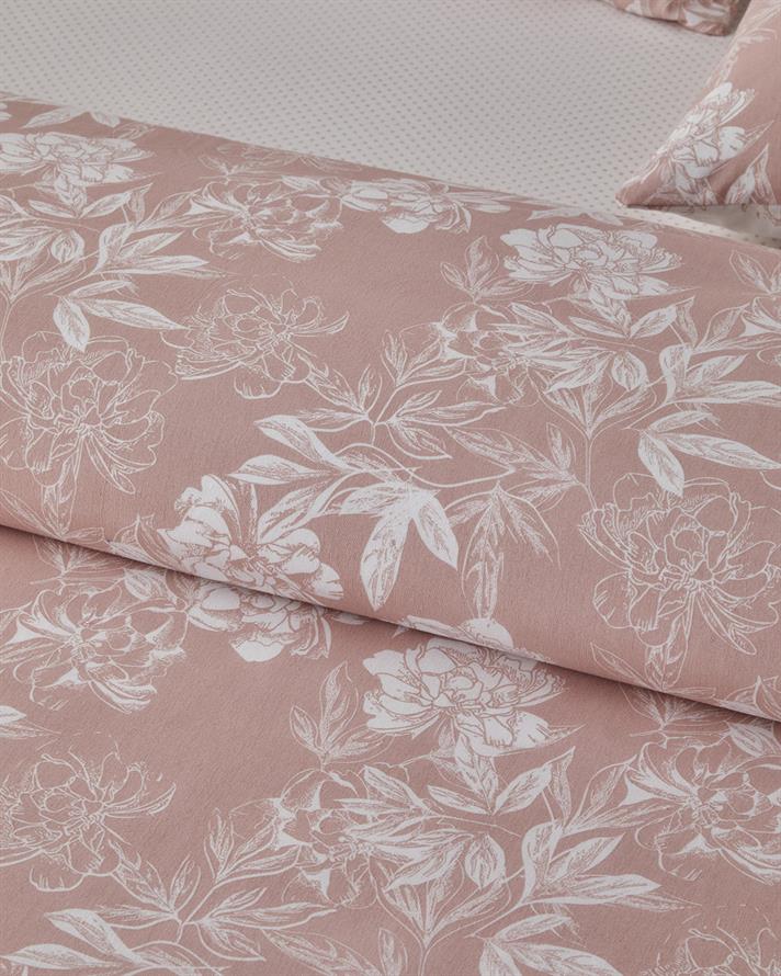 Floral Vine Kolay Ütülenir Tek Kişilik Çarşaflı Nevresim Takımı 160x220 cm Pembe