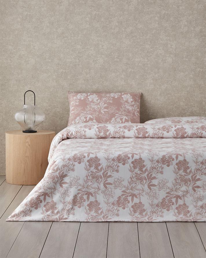Floral Vine Kolay Ütülenir Tek Kişilik Çarşaflı Nevresim Takımı 160x220 cm Pembe