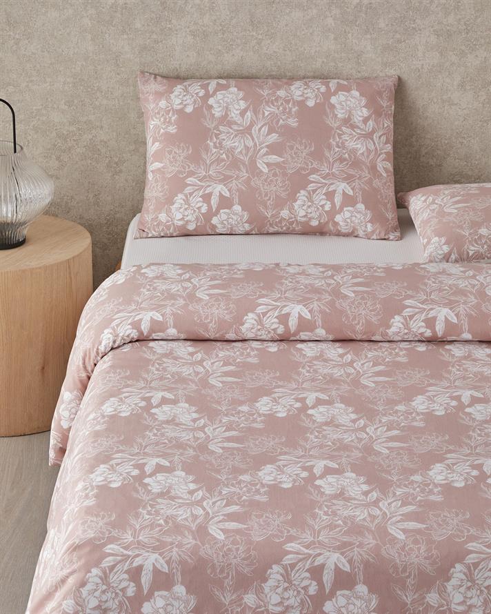 Floral Vine Kolay Ütülenir Tek Kişilik Çarşaflı Nevresim Takımı 160x220 cm Pembe