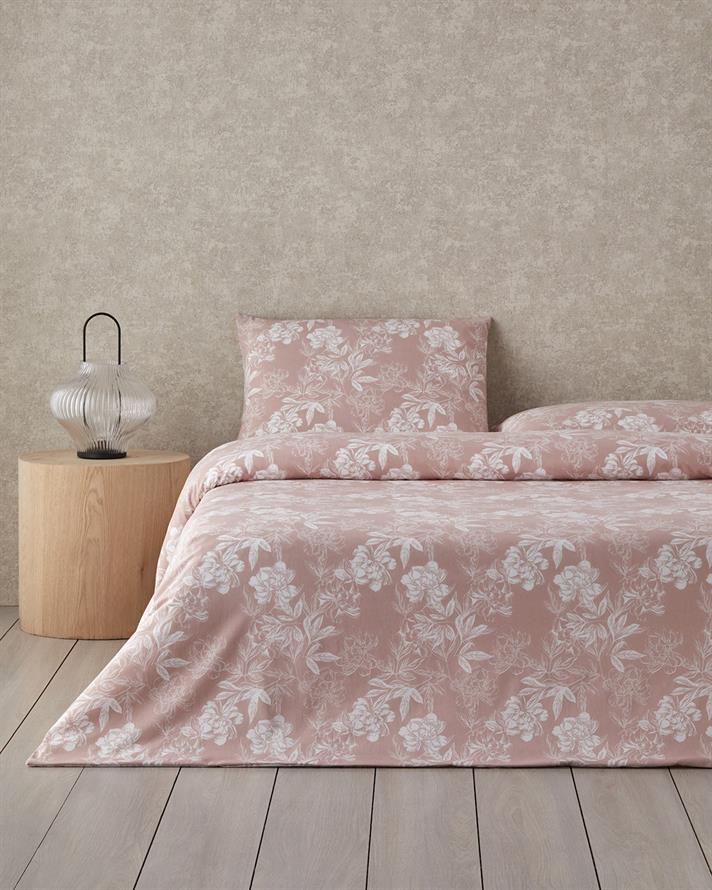 Floral Vine Kolay Ütülenir Tek Kişilik Çarşaflı Nevresim Takımı 160x220 cm Pembe