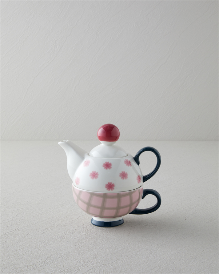 Florentis New Bone China Demlik Seti 400 – 290 ml Pembe - Yeşil