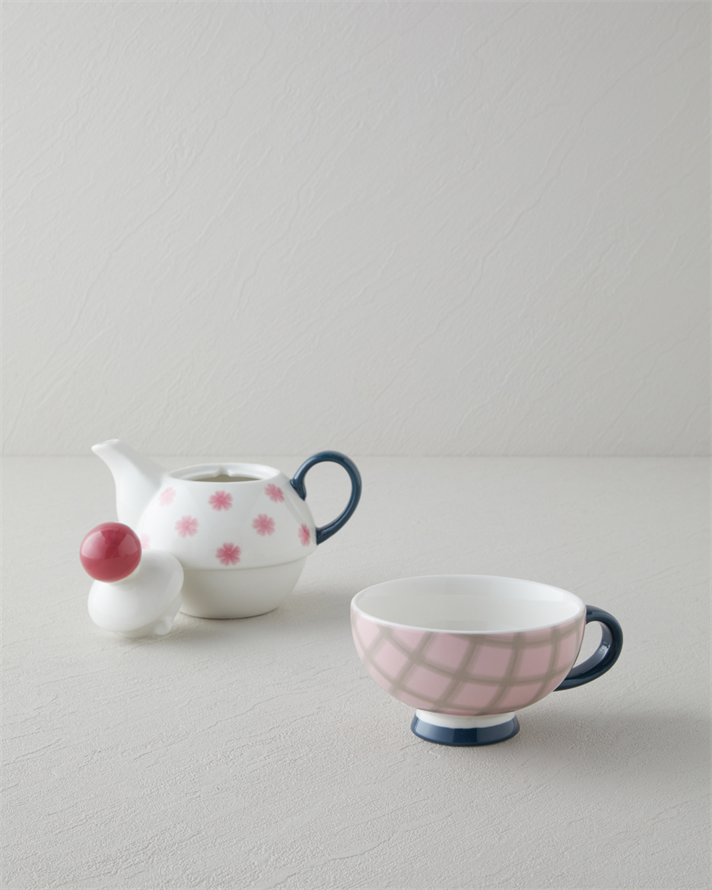 Florentis New Bone China Demlik Seti 400 – 290 ml Pembe - Yeşil