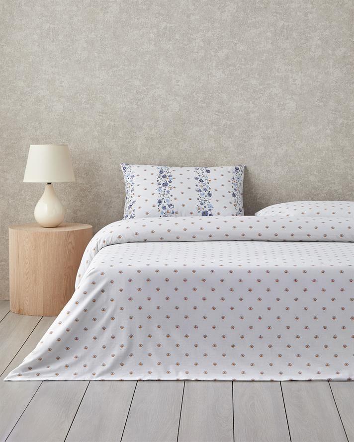 Floret Line Pamuk Tek Kişilik Nevresim Takımı 160x220 cm Mavi