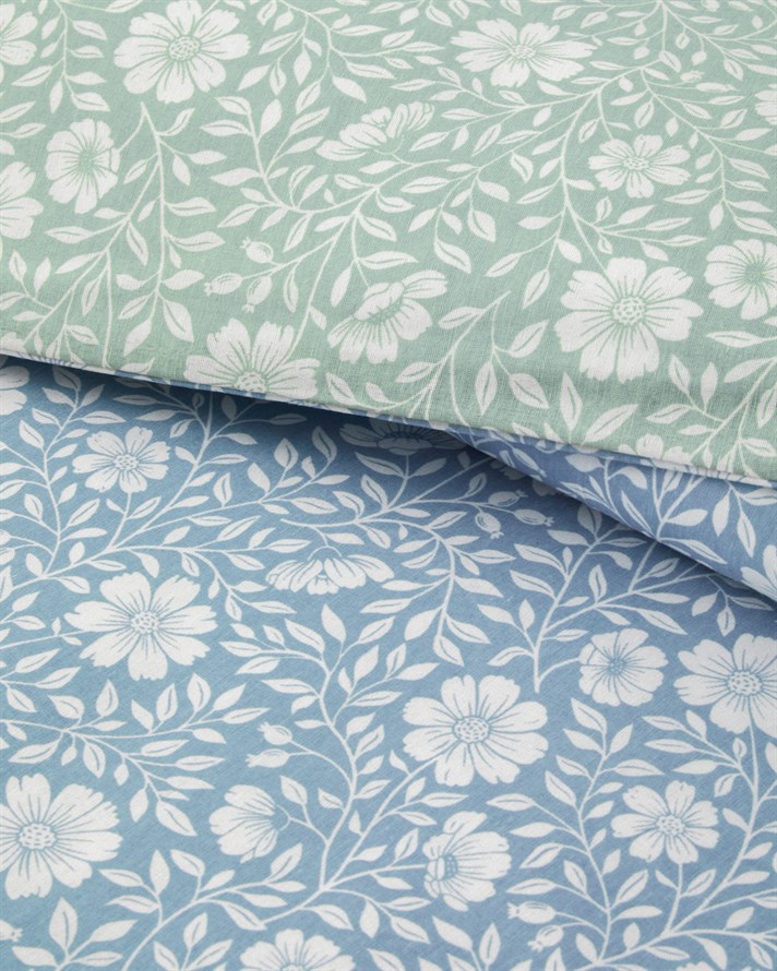 Floria Kolay Ütülenir Tek Kişilik Nevresim Takımı 160x220 cm Mavi - Yeşil