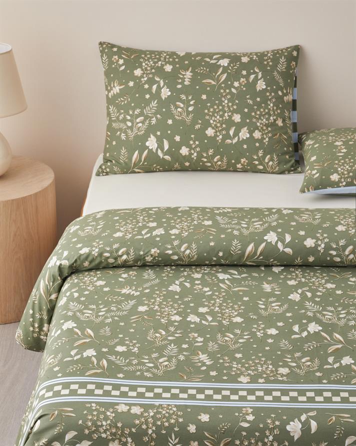 Florish Pamuk Tek Kişilik Nevresim Takımı 160x220 cm Yeşil