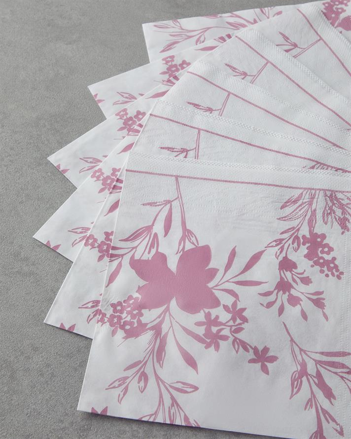Floryna 20li Kağıt Peçete 33x33 cm Pembe-Beyaz