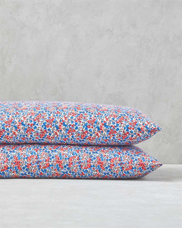 Flower Blast Kolay Ütülenir 2li Yastık Kılıfı 50x70 cm Kırmızı - Mavi