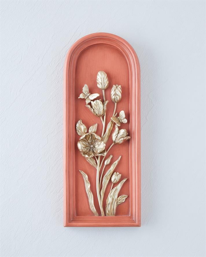 Flower Branch Duvar Aksesuarı 13,5x3x35 cm Turuncu