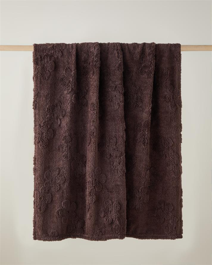 Flower Joy Koltuk Şalı 120x160 cm Kahve