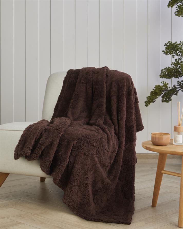 Flower Joy Koltuk Şalı 120x160 cm Kahve