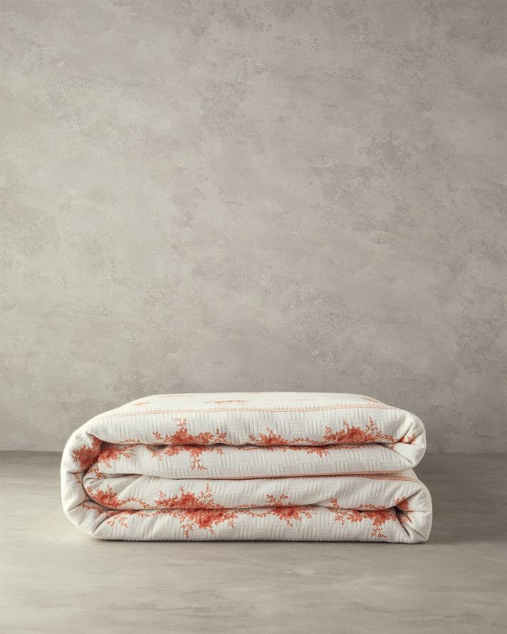 Flower Line Çift Kişilik Pike 200x220 cm Turuncu