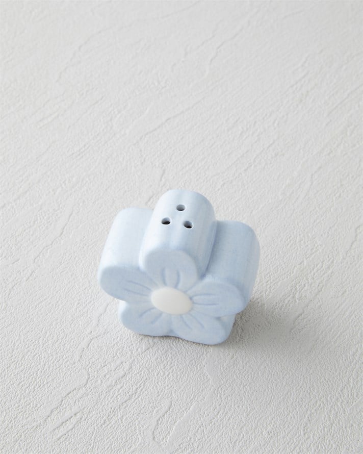 Flower Stoneware 2li Tuzluk - Biberlik 6x3,5x5,5 cm Pembe - Mavi