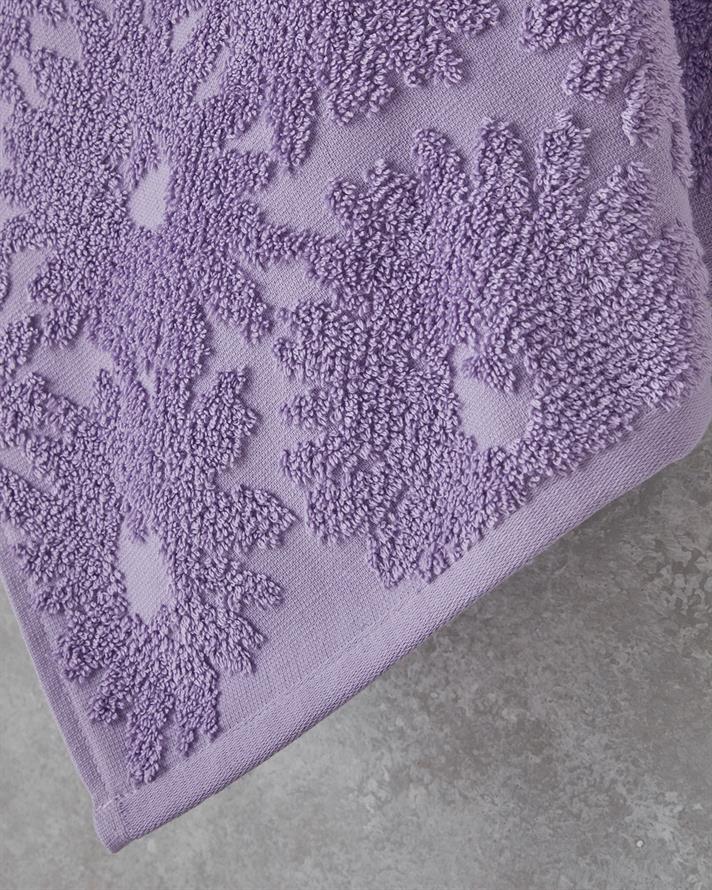 Flower Touch Pamuklu Jakarlı Yüz Havlusu 50x80 cm Lila
