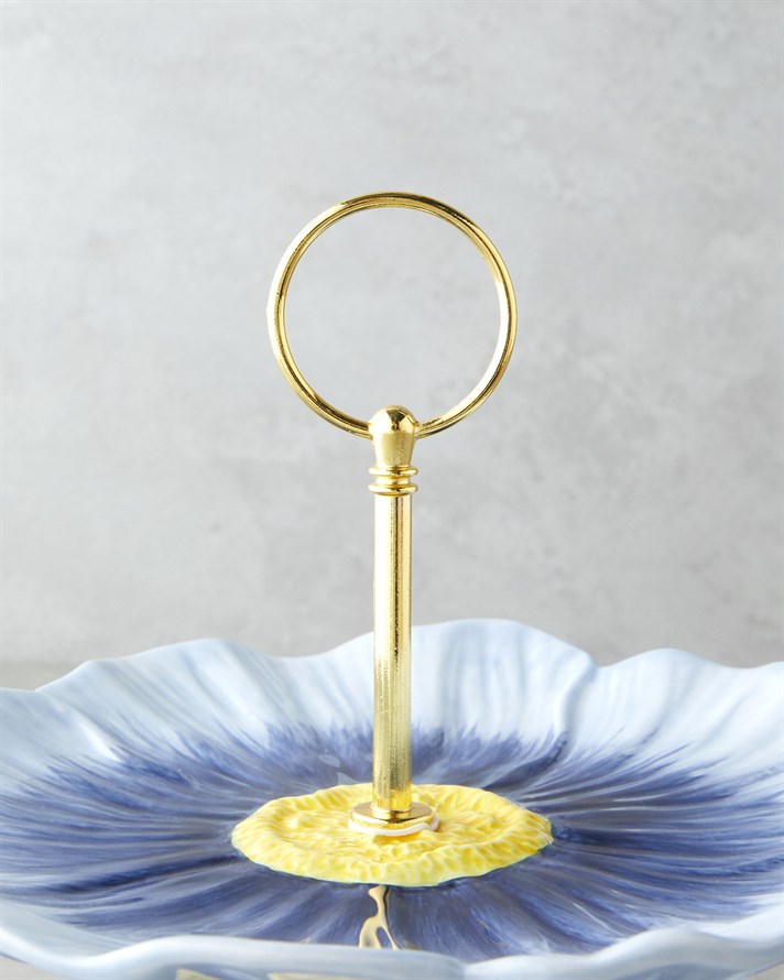 Flowerella Dolomite Katlı Servis 21+26 cm Mavi