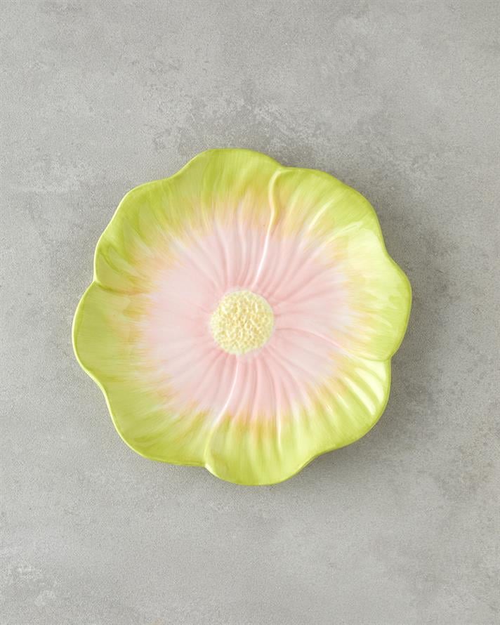 Flowerella Dolomite Pasta Tabağı 21 cm Yeşil-Pembe