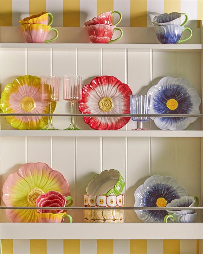 Flowerella Dolomite Servis Tabağı 26 cm Pembe - Yeşil