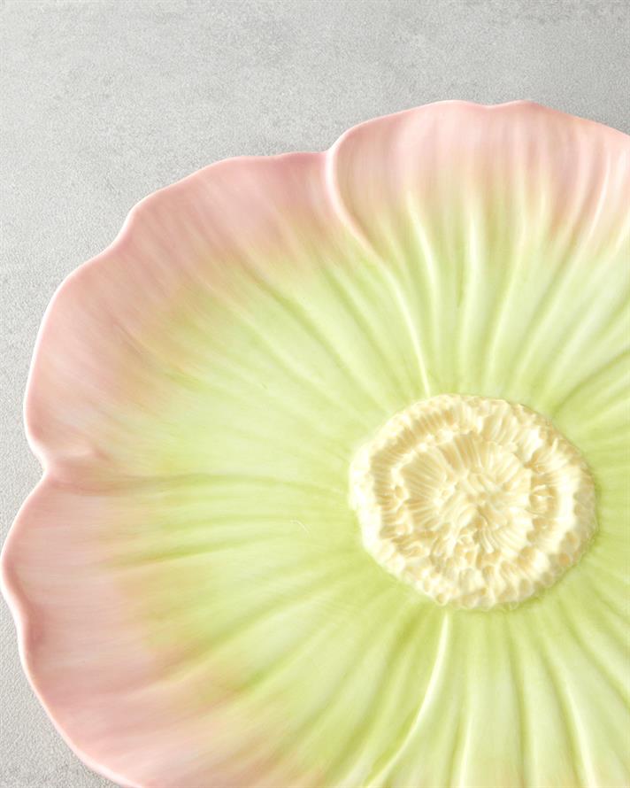 Flowerella Dolomite Servis Tabağı 26 cm Pembe - Yeşil