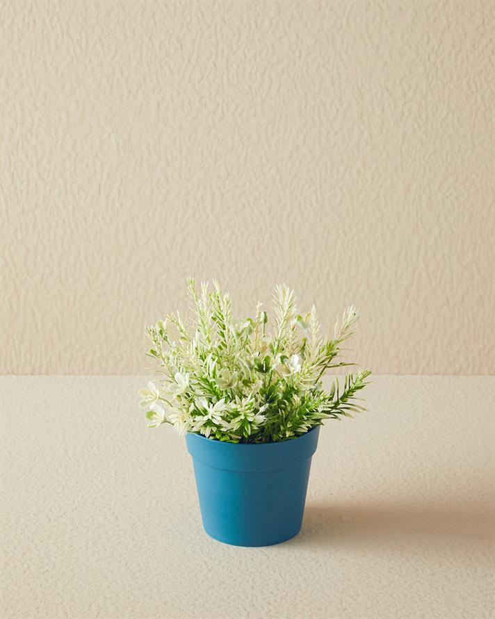 Flowery Vazolu Yapay Çiçek Mavi