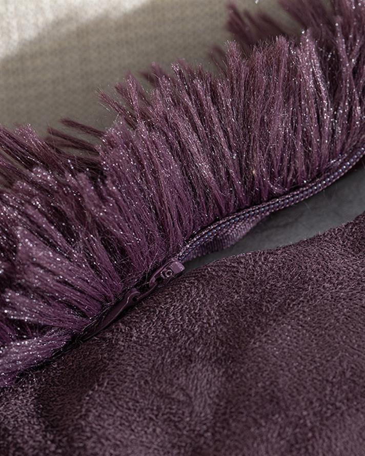 Fluffy Pv Pelüş Kırlent Kılıfı Mürdüm