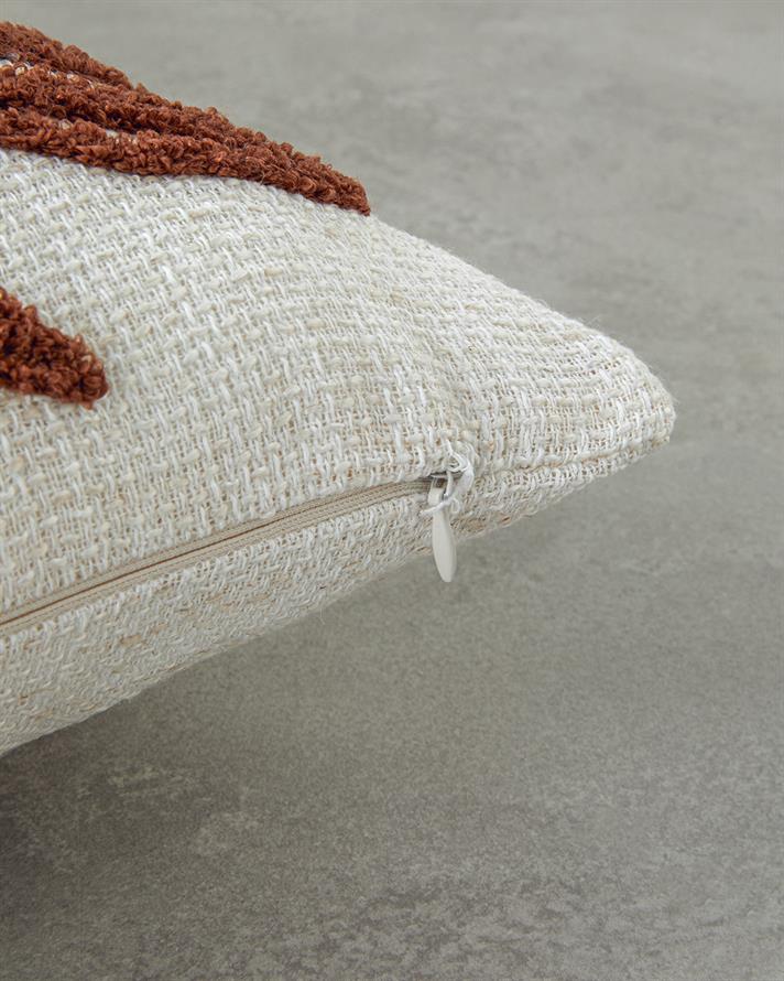 Foglie Punch Nakışlı Kırlent Kılıfı 45x45 cm Ekru