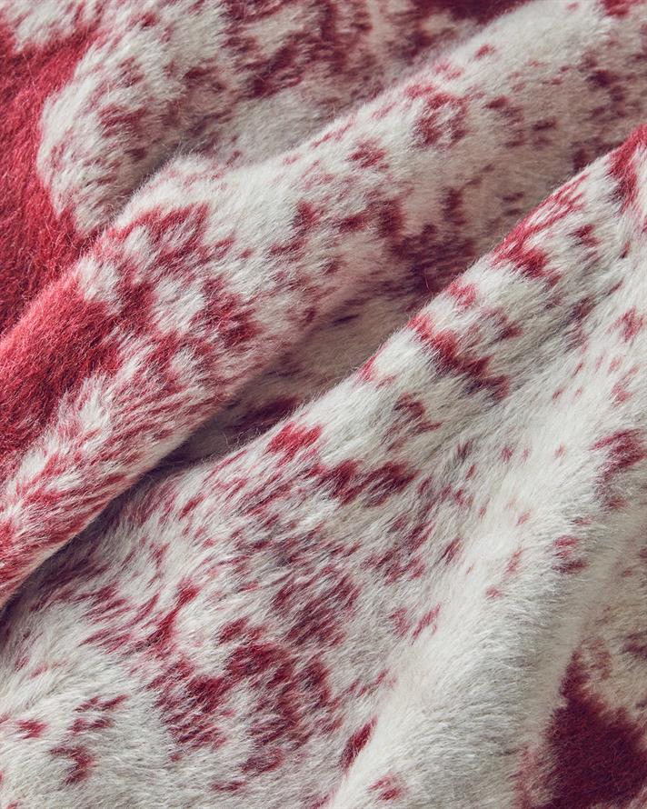 Forest toile Akrilik Pamuklu Tv Battaniye 130x170 cm Kırmızı