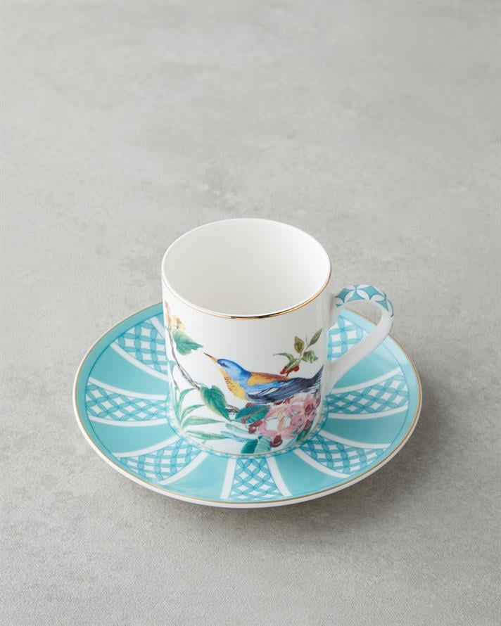 Freesia New Bone China 4 Parça 2 Kişilik Kahve Fincan Takımı 90 ml Mavi