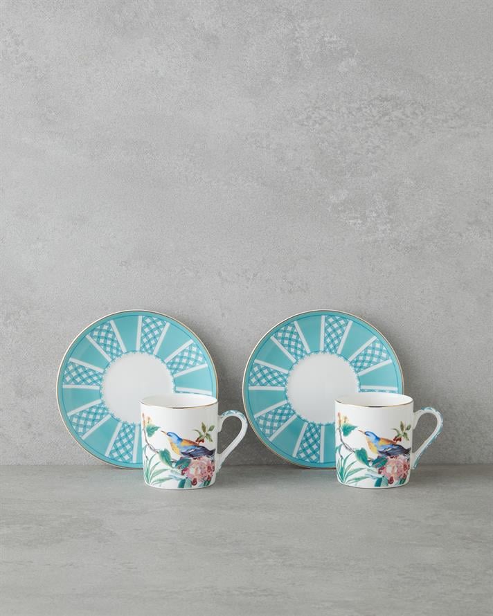 Freesia New Bone China 4 Parça 2 Kişilik Kahve Fincan Takımı 90 ml Mavi