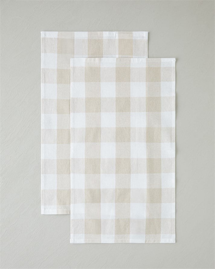 Fresh Grid Pamuk Polyester 2li Kurulama Bezi 30x50 cm Bej