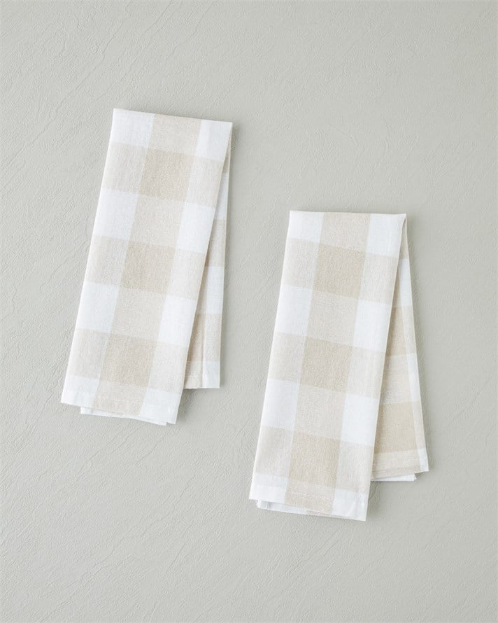 Fresh Grid Pamuk Polyester 2li Kurulama Bezi 30x50 cm Bej