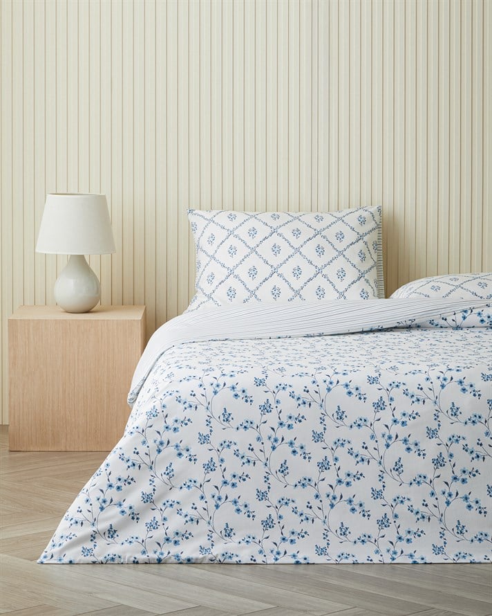 Fresh Ivy Kolay Ütülenir Çarşaflı Çift Kişilik Nevresim Takımı 200x220 cm Mavi