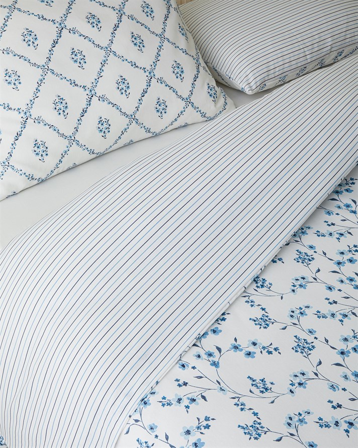 Fresh Ivy Kolay Ütülenir Çift Kişilik Çarşaflı Nevresim Takımı 200x220 cm Mavi
